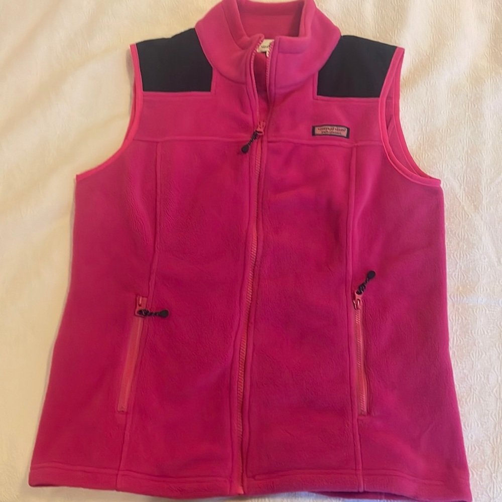 Pink and Navy Vineyard Vines Fleece Vest
